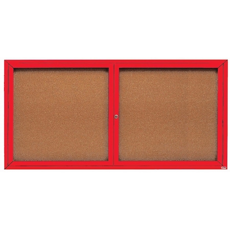 Aarco Illuminated Enclosed Bulletin Board w/ Red Powder Coated Al Frame, 36''Hx72''W DCC3672RIR