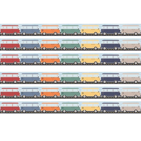 Teacher Created Resources Moving Mountains Road Trip Camper Vans Straight Border Trim, 35 Feet Per Pack, 6PK TCR9233