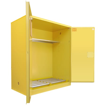 Securall Hazardous Waste Drum Storage Cabinet, 120 Gallon, 1 Shelves, 56 in W x 65 in H x 31 in D, Yellow W1080