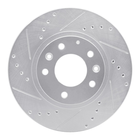 Dynamic Friction Co DFC Brake Rotor - Drilled and Slotted - Silver 631-80047L