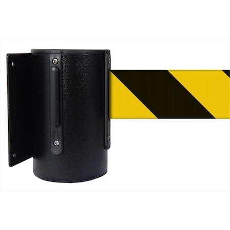 Captain Cold 8 ft. Safety Stripe Belt Wall Mounted Belt Barriers - Black Finish CA2677486