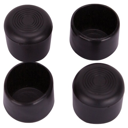 Prosource Furniture Leg Tip, Round, Plastic, Black, 1-1/4 in Dia, 1-1/8 in H FE-50606-PS