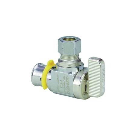 Viega PureFlow 1/2 in. x 1/4 in. Zero Lead Press Stop Valve Angled Chrome 93511