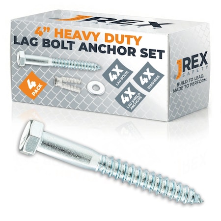 Jrex Safety 4 in Anchor Set (Anchor Lag Shield and Washer) for Speed Bump/Wheel Stop on Concrete, 4PK CAS4-JR-4