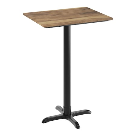 Flash Furniture Commercial 30x24 Natural HPL Tabletop with Black Bar Height X Base ST-REC2430-NAT-T2222B-GG