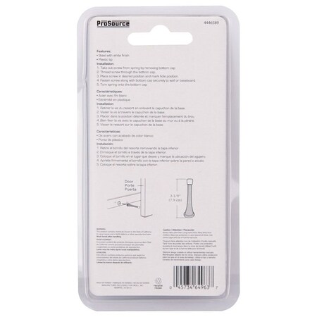 Prosource Heavy-Duty Spring, 15/16 in Dia Base, 3-1/8 in Projection, Plastic & Steel, White H62-B045C-PS