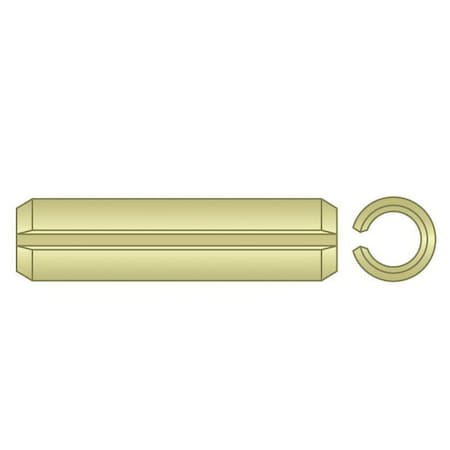 Huyett Slotted Spring Pin, Standard Duty, Zinc Yellow, 0.250 in Dia x 2.00 in L x 0.048 in Wall SPY-250-2000