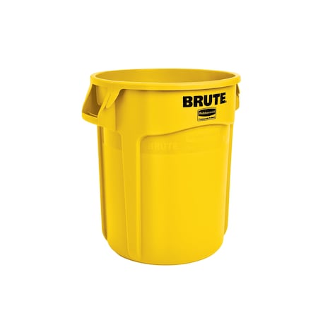 Rubbermaid Commercial Brute(R) 10 gal Round Trash Can, Yellow, None, Plastic, Not Applicable FG261000YEL