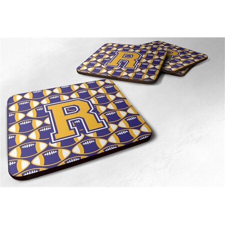Carolines Treasures Letter R Football Purple and Gold Foam Coaster, Set of 4 CJ1064-RFC