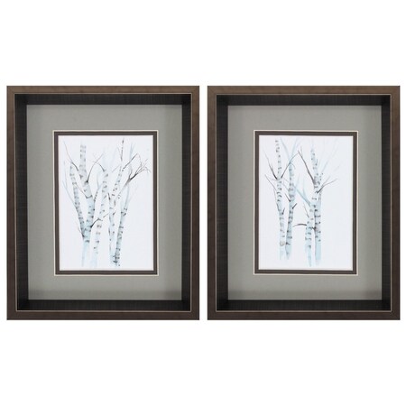 10" X 12" Brushed Silver Frame Aquarelle Birches, Set Of 2, 2PK