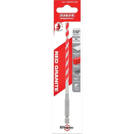 Diablo SPEEDemon 7/32'' x 6'' Red Granite Carbide Rotary Hammer Drill Bit DMARG1060