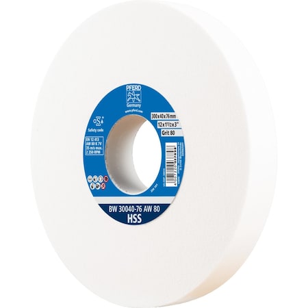 Pferd PFERD Vitrified Bench Wheel, HSS, 12in x 1-1/2 x 3, 80 Grit, Aluminum Oxide 61731