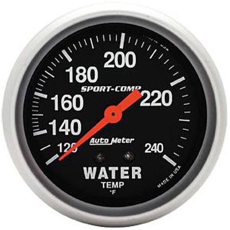 Auto Meter 2.62 in. SportComp Mechanical Water Temperature Gauge ATM3432