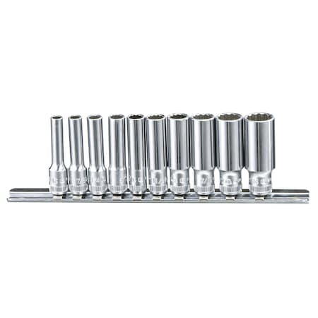 Genius Tools 10 Piece 1/4in Dr. SAE Deep Hand Socket Set TW-210SD