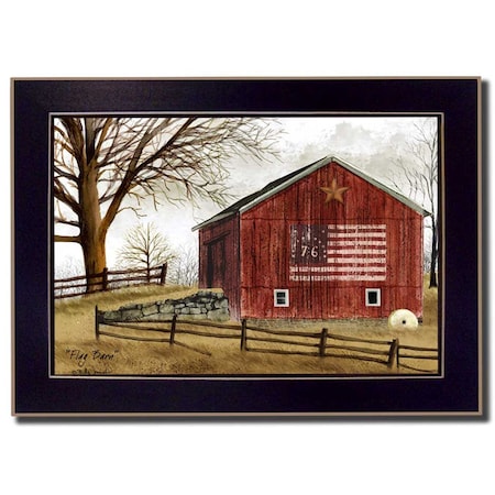 Homeroots Flag Barn Black Picture Frame Print Wall Art 415247