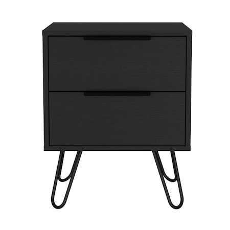 Homeroots 22" Black Wood Two Drawer Nightstand 478271
