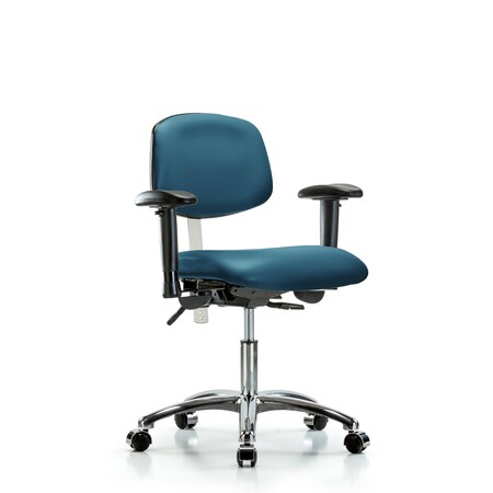 Blue Ridge Ergonomics Vinyl Clean Room Chair, Adjustable Arms BR-NCR-VDHCH-CR-T1-A1-CC-8801