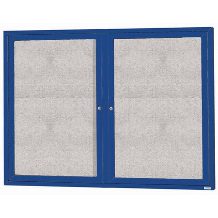 Aarco Outdoor Illuminated Enclosed Bulletin Board w/ Al Frame, Powder Coated Blue, 48''Hx60''W ODCC4860RIB