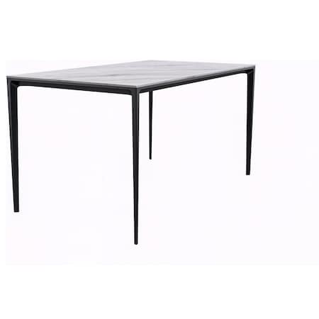 Leisuremod Rectangular 70.87 in W, 28.7 in L, Stone/Aluminum, White ATBL-71W-S