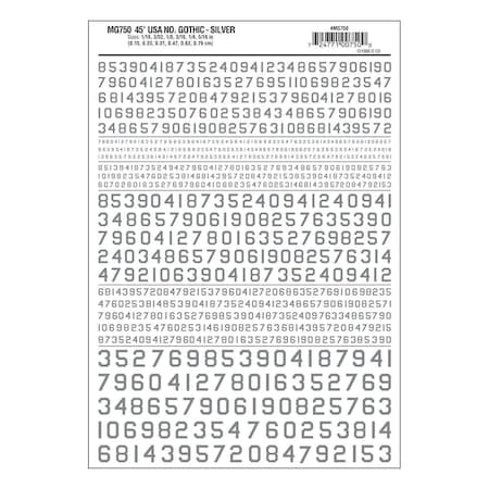 Woodland Scenics 45 degree Numbers USA Gothic - Sliver WOO750