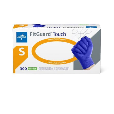 Medline FitGuard Touch Powder-Free Nitrile Exam Gloves, Size S, 300PK FG3001H