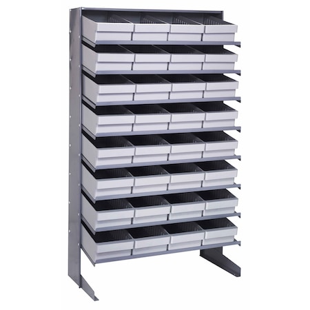 Quantum Storage Systems SINGLE SIDED PICK RACK W/32 GRAY BINS QPRS-606GY