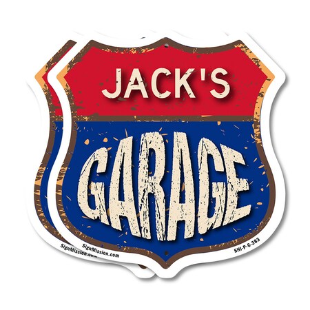 Signmission Jack's Garage, 6 inch X 6 inch, Plastic Sign, 2PK SHI-P-2PACK-6-383-JACK