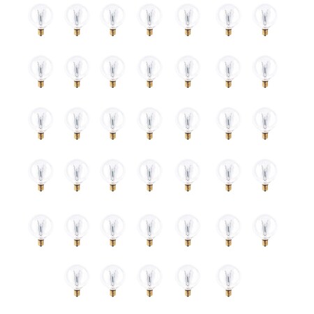 Bulbrite 40W Dimmable Clear G16.5 Incandescent Light Bulbs, Candelabra E12 Base, 2700K, 40PK 861264