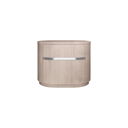 Homeroots 22" Beige Two Drawer Oval Nightstand 487332
