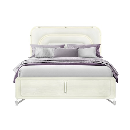 Global Furniture Usa Contemporary Lyra Beige King Bed With Led LYRA-BEIGE-KB W/ LED
