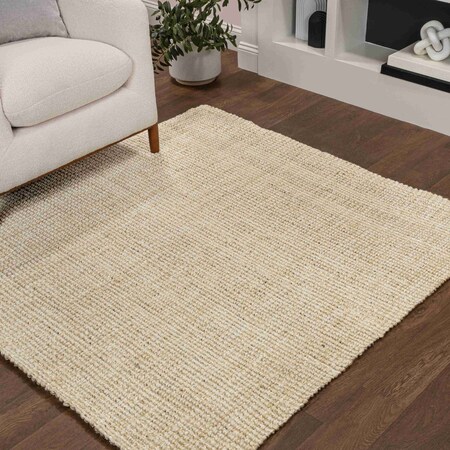 Jonathan Y Hiro Hand Woven Chunky Jute Ivory 6 ft Square Area Rug NFR103A-6SQ