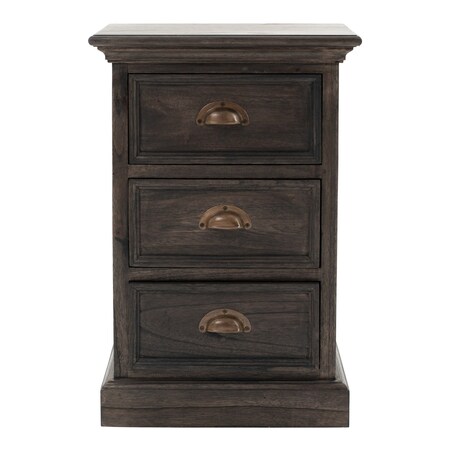 Homeroots Black Wash Three Drawer Nightstand 397617