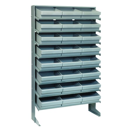 Quantum Storage Systems SINGLE SIDE PICK RACK W/24 GRAY BINS QPRS-801GY