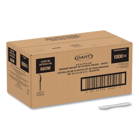 Solo Style Setter Medium Weight Polypropylene Cutlery, Knife, Plastic, White, 1000PK K6OW
