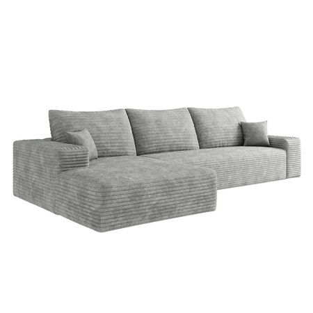 Homeroots 107" Gray Corduroy Modular Compression Foam Sofa With Toss Pillows 712959