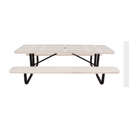 Leisure Craft 8' Standard Picnic Table, Perforated Metal, Portable, Sandstone T8XPP-PERF-SANDSTONE