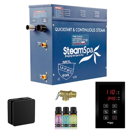 Steamspa Oasis Series 4.5KW Steam Bath Generator with Continuous Steam Plus Easy Touchpad In Matte Black OATS450MB