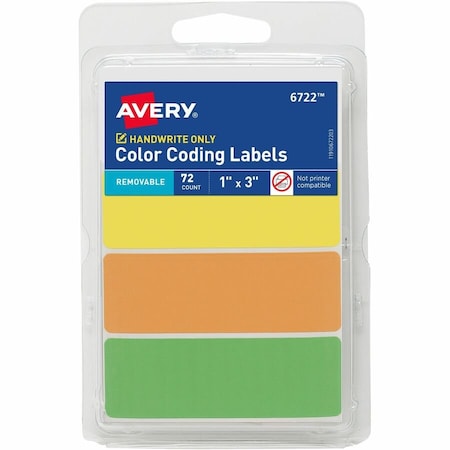 Avery Rectangular Color Coding Labels, 1, PK72 6722