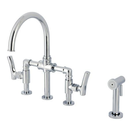 Kingston Brass Bridge Kitchen Faucet with Brass Sprayer, Polished Chrome KS2331TKL
