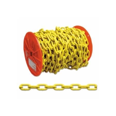 Campbell System 3 Proof Coil Chains, Size 1/4 in, 1,300 lb Limit, Yellow Polycoat, 60PK 193-PD0722127