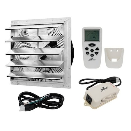 Iliving Silver 1736 CFM 18 in. Gable Mount Smart Remote Shutter Exhaust Fan with Thermostat, Humidistat ILG8SF18VC
