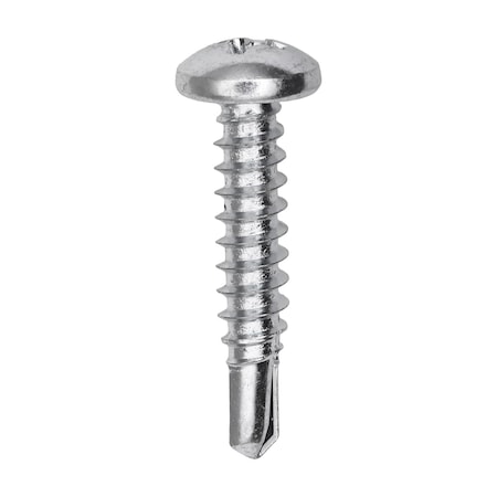 #8 x 1in Phillips Pan Head Number 2 Teks Screw - Zinc, 100PK