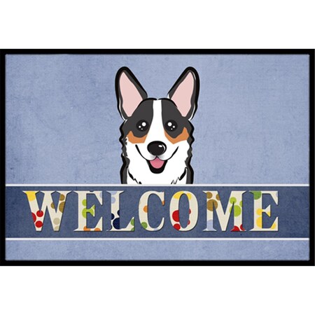 Carolines Treasures BB1441MAT Tricolor Corgi Welcome Indoor & Outdoor Mat, 18 x 27 in. BB1441MAT
