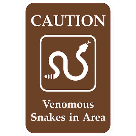 Lyle Caution Venomous Snakes In Area (W/Graphic), 12x18, High Intensity Prismatic, Brown G-3873-HI_12x18