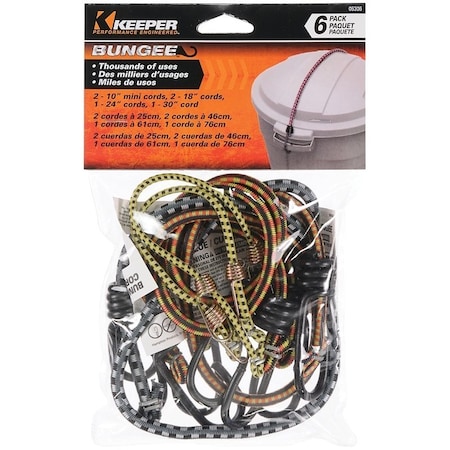 Keeper Bungee Cord, Rubber, Hook End 06306