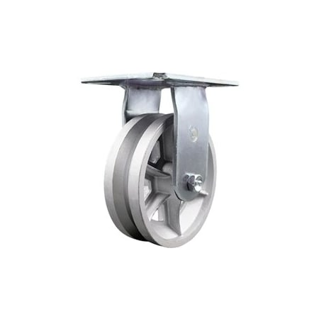 Service Caster 6 Inch Heavy Duty Top Plate V Groove Semi Steel Rigid Caster with Roller Bearing SCC-35R620-VGR