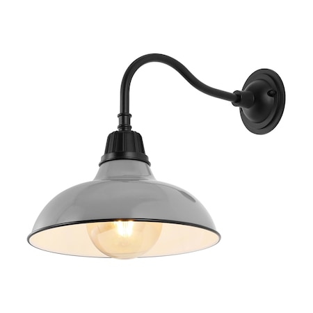 Jonathan Y Aurora 12.25" 1-Light Farmhouse Industrial Indoor/Outdoor Iron LED Gooseneck Arm Outdoor Sconce, Gray JYL7613D