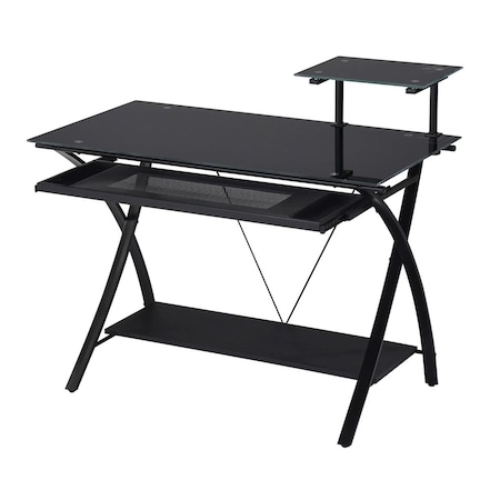 Homeroots 43" Black Glass Computer Desk 285415