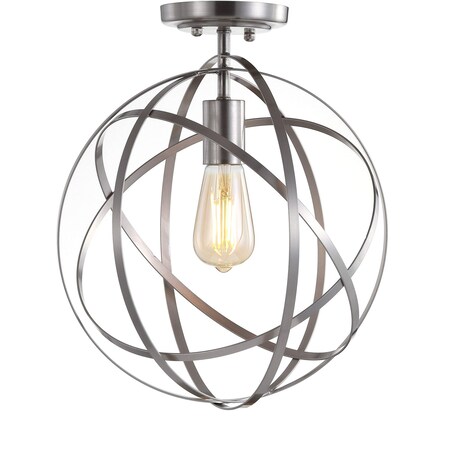 Jonathan Y Alba 13" Metal LED Flush Mount, Nickel JYL9514B