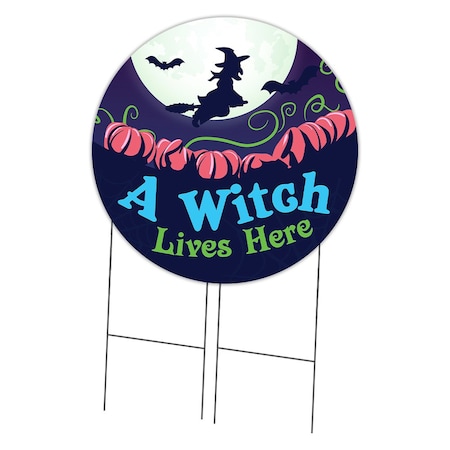 Signmission A Witch Lives Here Double Sided Corrugated Plastic Circle Yard Sign C-36-CIR-DS-WS-A witch lives here